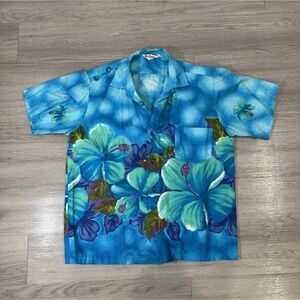 Vtg Mr. Kailua Hawaiian Shirt Blue Floral